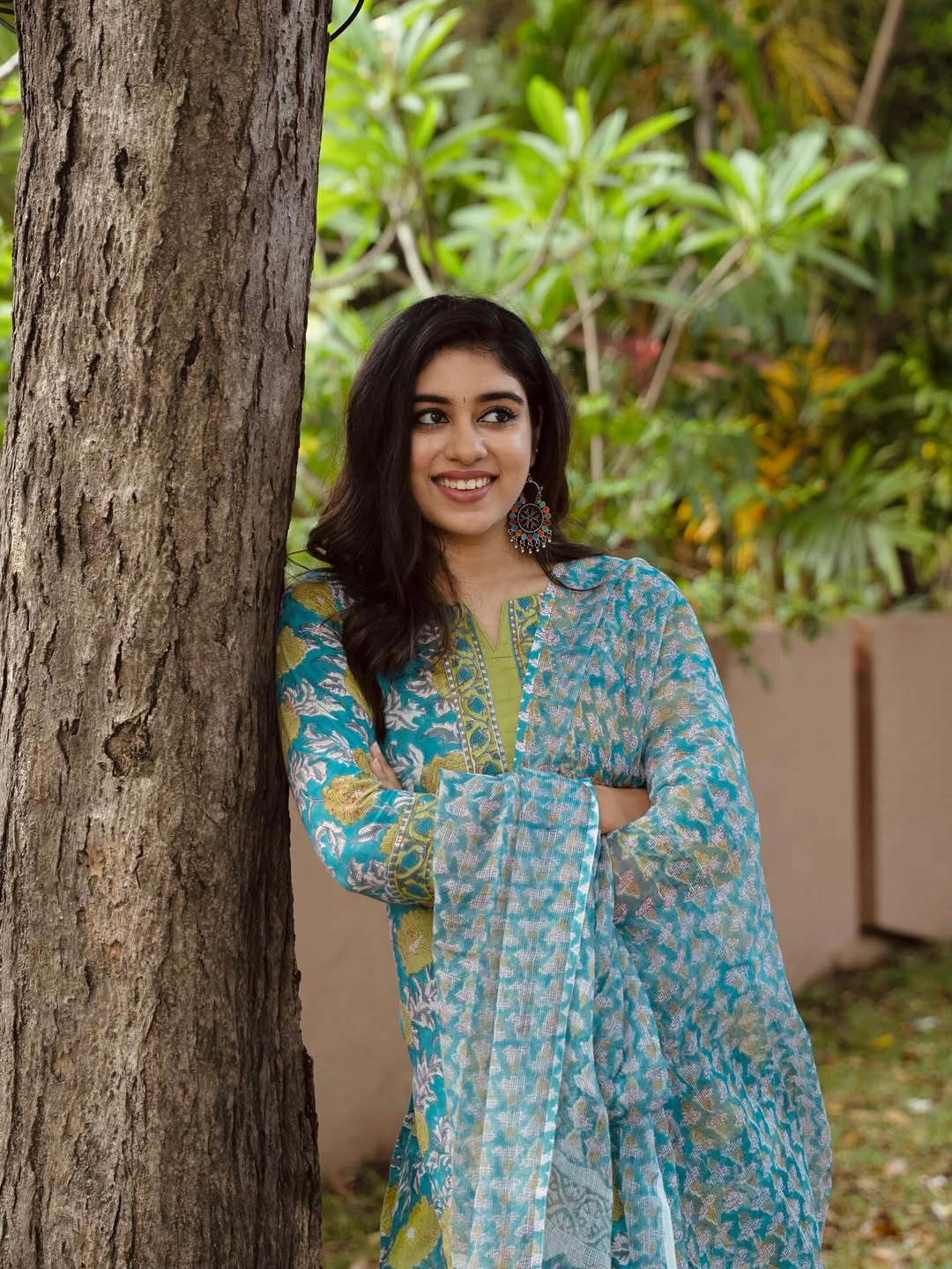 Ethnic Indian Wear Elegant Blue Floral Cotton Suit for Women