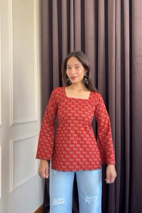 Trendy Casual Ethnic Top Stylish Printed Short Kurta for Women