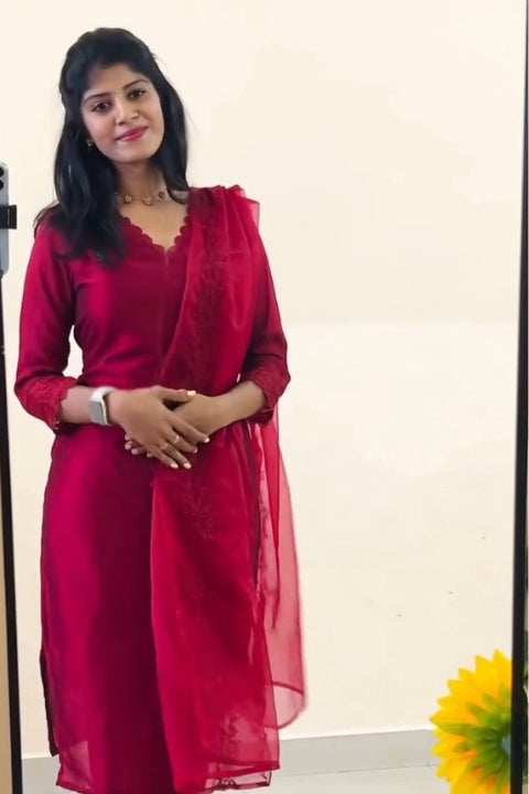 Designer Elegant Red Suit Set for Women