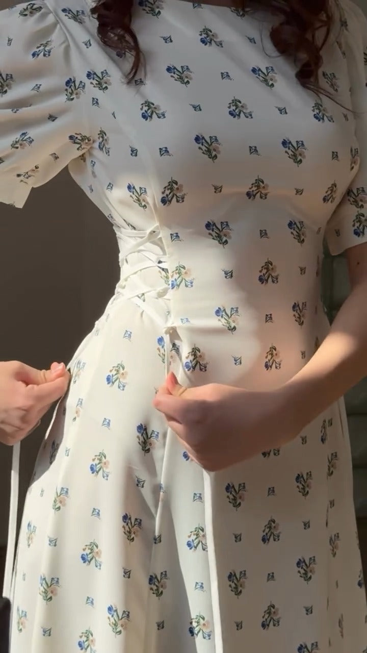 Casual & Brunch Wear Chic White Floral Midi Dress for Women