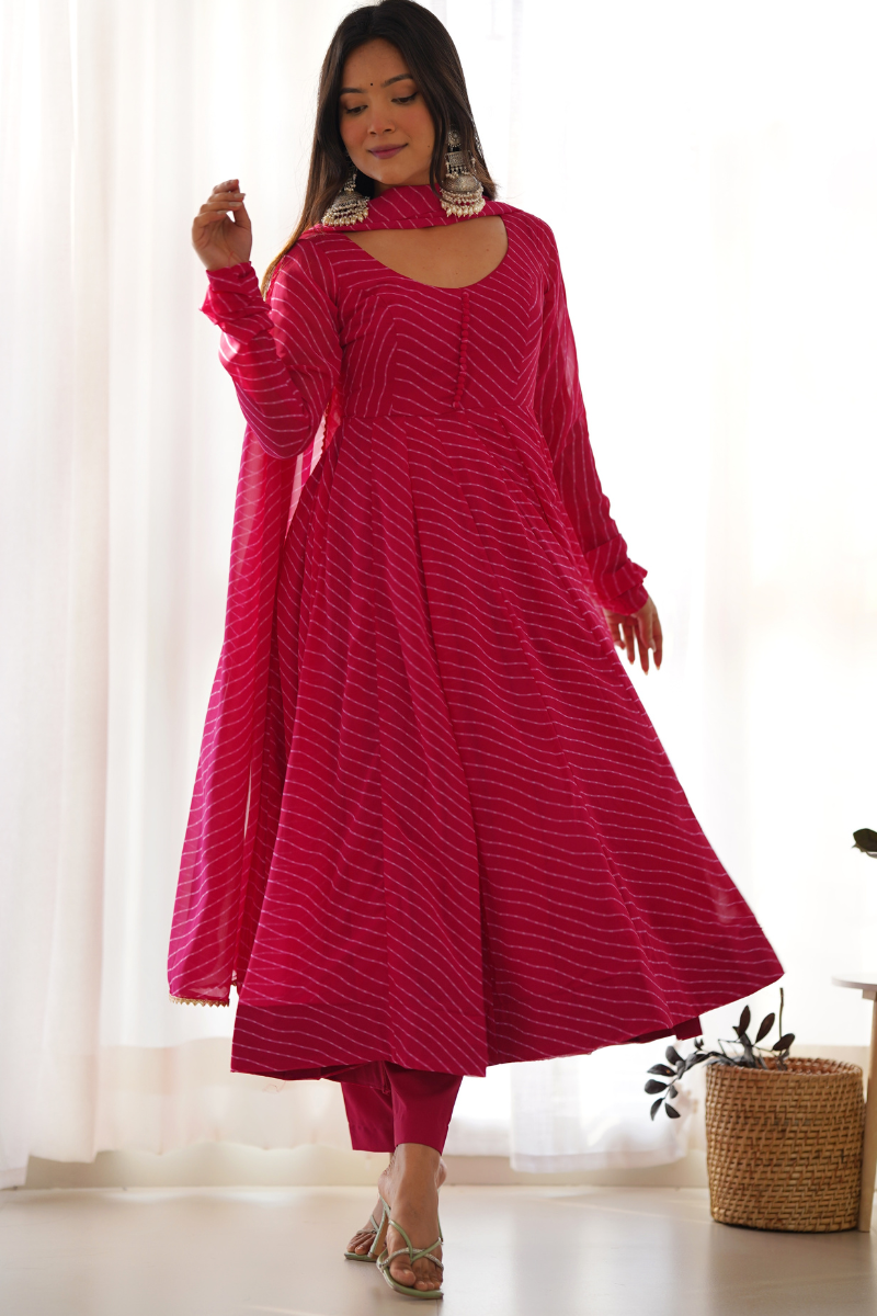 Rani Gown with Dupatta in Pure Fox Georgette Fabric