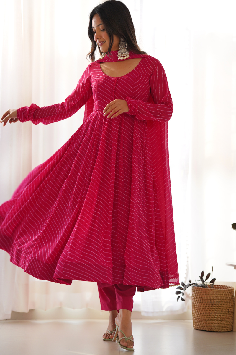 Rani Gown with Dupatta in Pure Fox Georgette Fabric